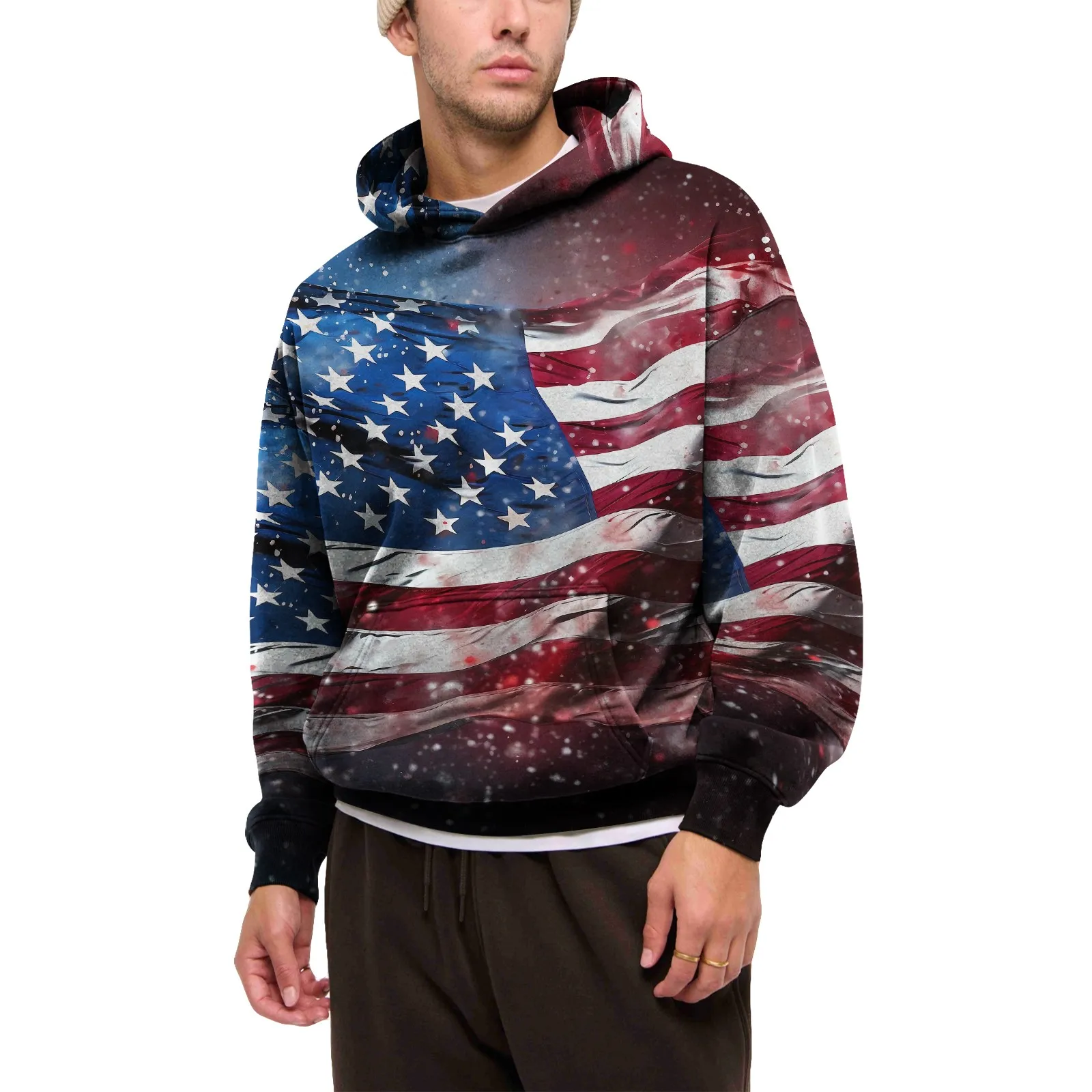 2025 New Harajuku Men's Hoodies USA Flag Graphic 3d Print Hooded Sweatshirts Street Fashion Independence Day Loose y2k Hoodie Me