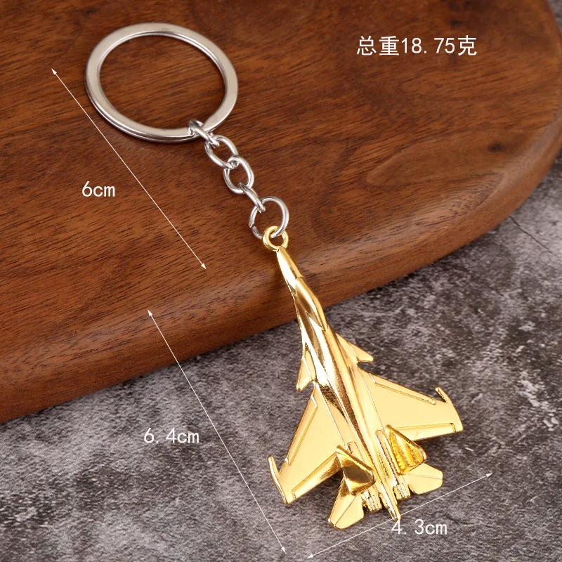 Cool Design Combat Aircraft Model Keychain for Men Personalized Zinc Alloy Hanging Pendant for Car Keys Collection Holder Ring