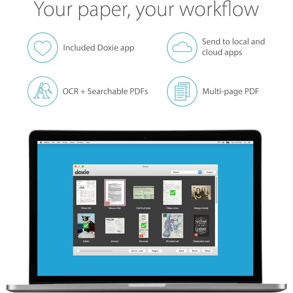 Scanner per documenti portatile con batteria ricaricabile e software per uso domestico in ufficio