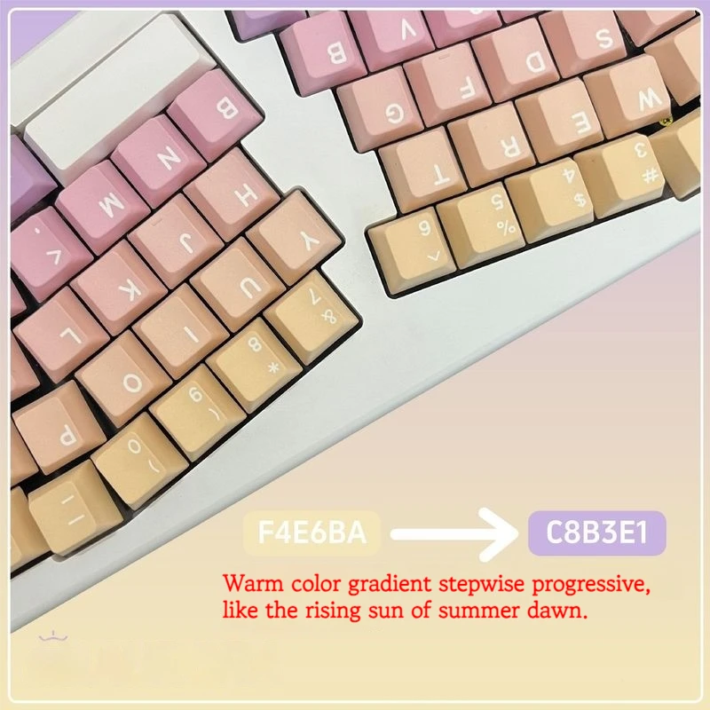 Dawn Themed Keycaps 141 Small Full Set Gradient Color Five Sided Heat Sublimation Original Factory High Shading Pbt Material Key