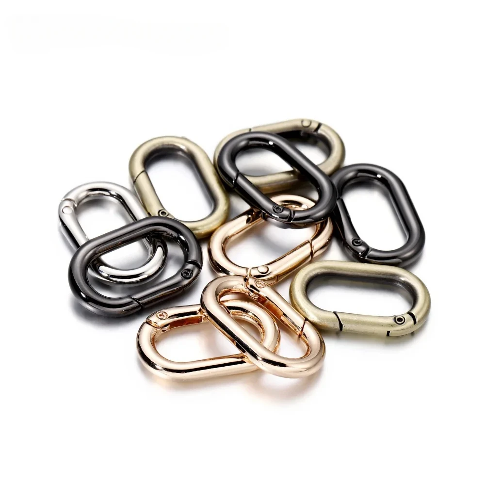 1-3pcs Oval Spring O Ring Openable Leather Handbag Strap Buckle Connect Keyring Pendant Key Dog Chain Snap Clasp Clip Carabiner