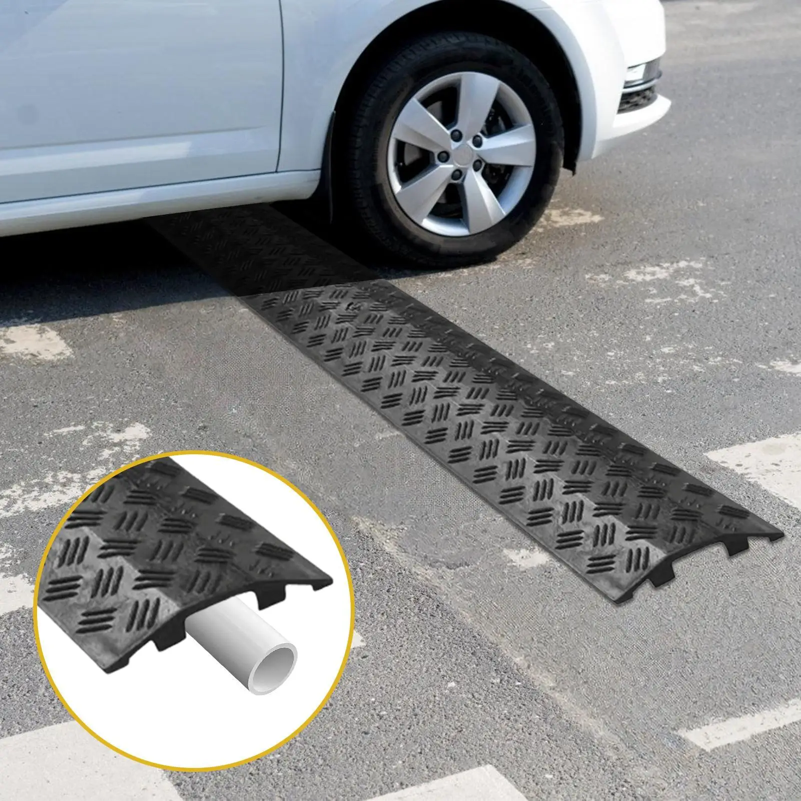 Cable Ramp Outdoor Traffic Speed Bump Weather Resistant Speed Bump Protection resistant to deformation Sidewalk Driveway Asphalt