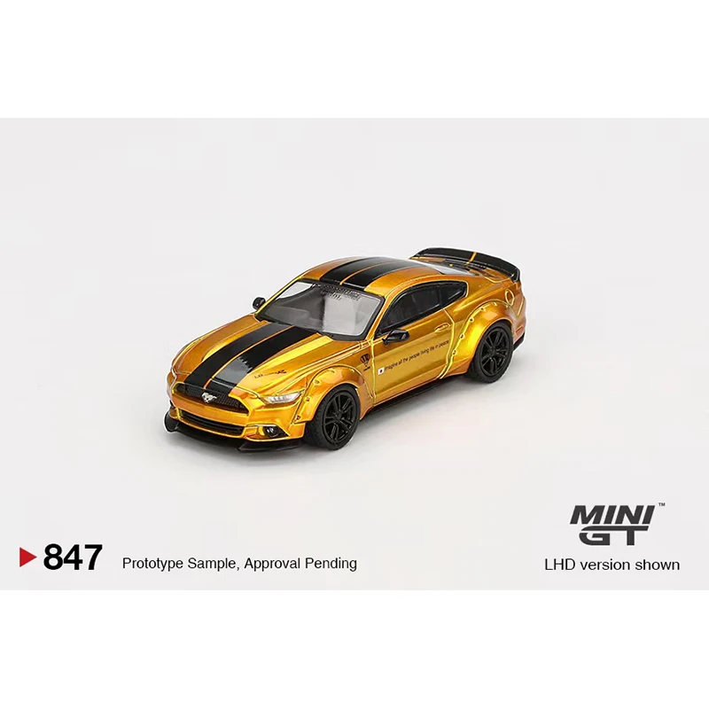 PreSale MINIGT 1:64 LBWK Mustang LB Gold Diecast Diorama Model Collection Miniature Toys