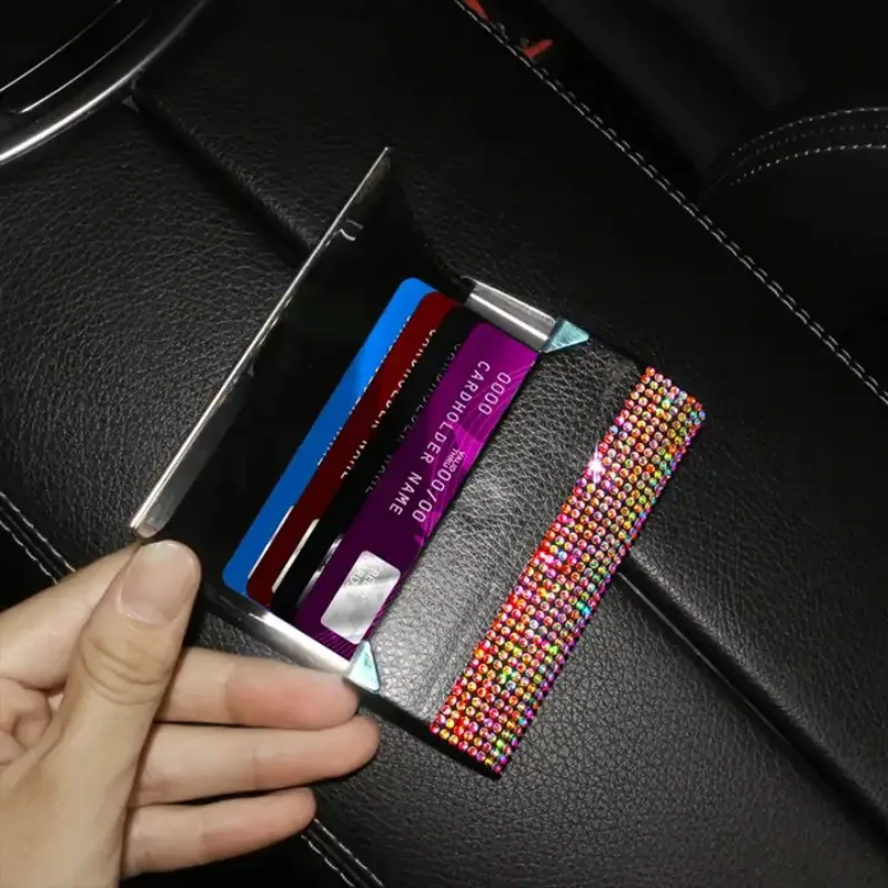 Crystal Car Driver License Card Bag for Auto Driving License Credit Card Storage Organizer ID Box Car Accessories for Women