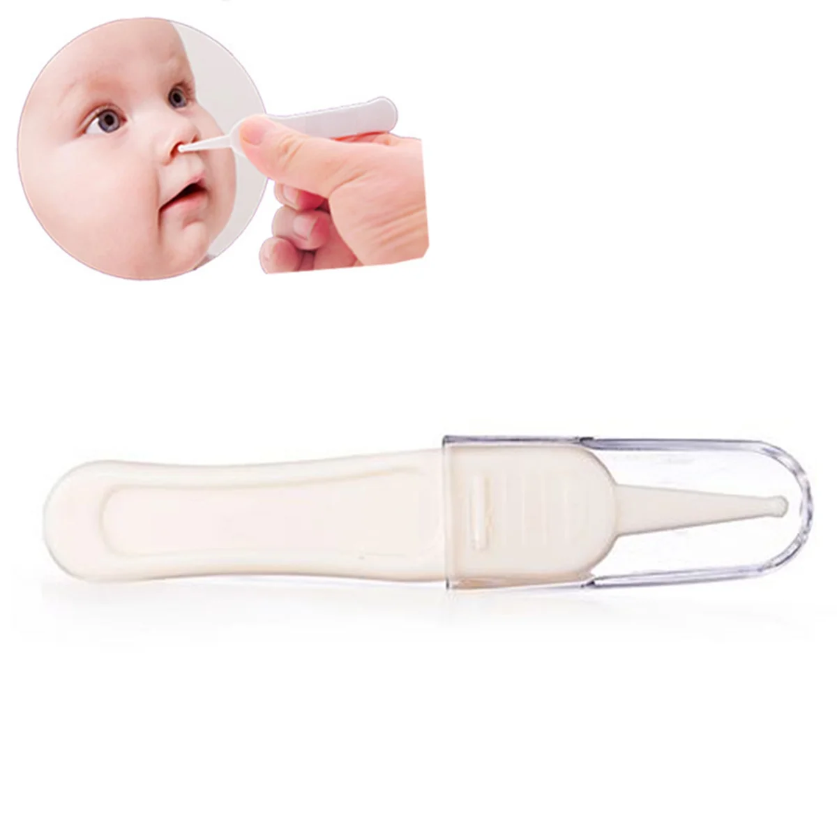 2PCS Baby Safe Nose Clean Clip Tweezers Ear Nose Clean Navel Tweezers Baby Care Cleaner (White)