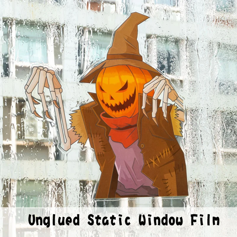 Halloween Window Film Unglued Static Window Film Pumpkin Bat Ghost Halloween Party Decoration