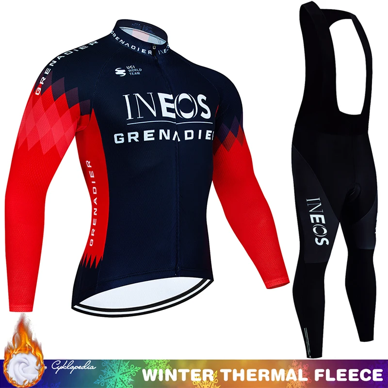 Herren-Radjacke, Thermo-Fleece-Jersey, Hose, Gel INEOS Bike Man, professionelles Hemd, Thermal Pro Team 2025, Sport-Set, Trägerhose, MTB