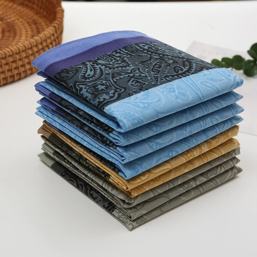 

3/6/12Pcs Men's Vintage Yarn Dyed Plaid Cotton Handkerchief Soft Thin Absorbent Hand Towel Classic Daily Pocket Hanky 43cm