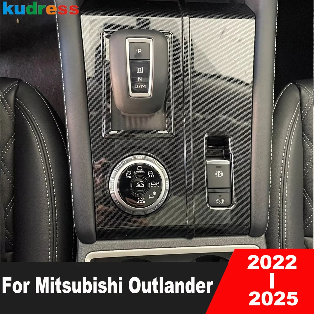 For Mitsubishi Outlander 2022 2023 2024 2025 Carbon Car Center Console Gear Shift Box Panel Cover Trim Interior Accessories