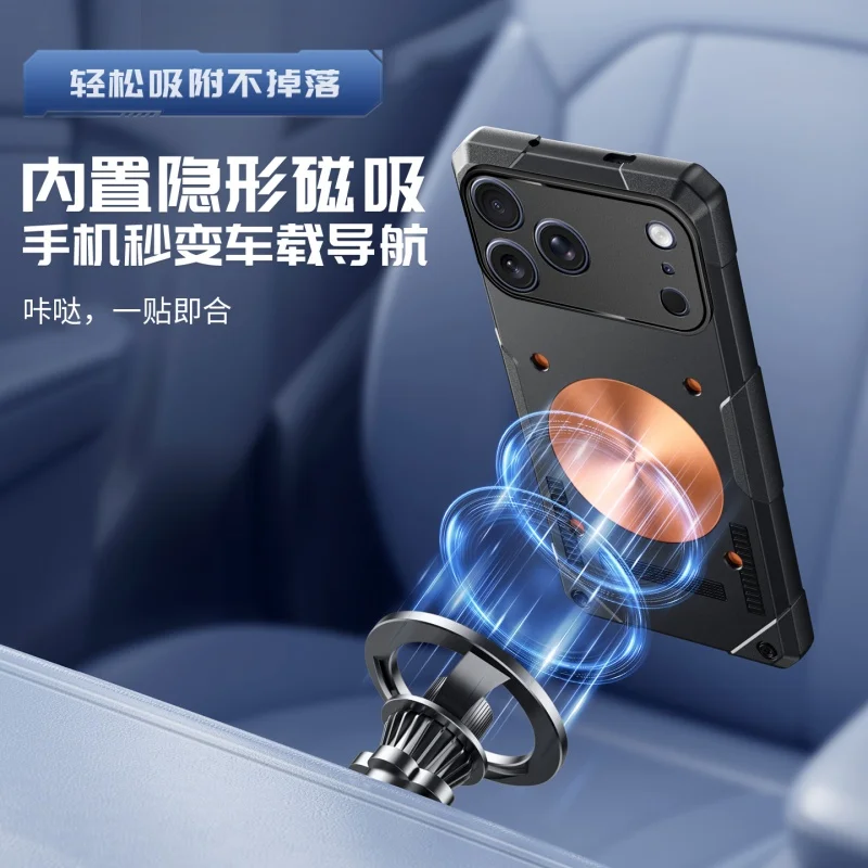 Miedziane etui magnetyczne rozpraszające ciepło do iPhone 17 15 14 13 16 Pro Max 5G, odporne na wstrząsy, silikonowe etui chłodzące. — zdjęcie produktu 4