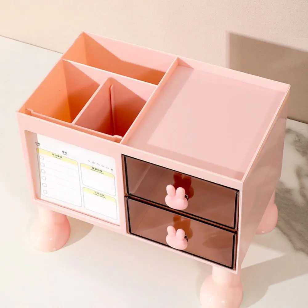 Sturdy Rabbit Handle Pen Holder Drawer Detachable Pencil Storage Box High-capacity Plastic Stationery Organizer Office