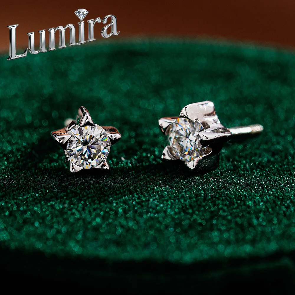 

Lumira Platinum PT950 Five-Pointed Star Moissanite Stud Earrings Luxury Classic High-End Design Earrings