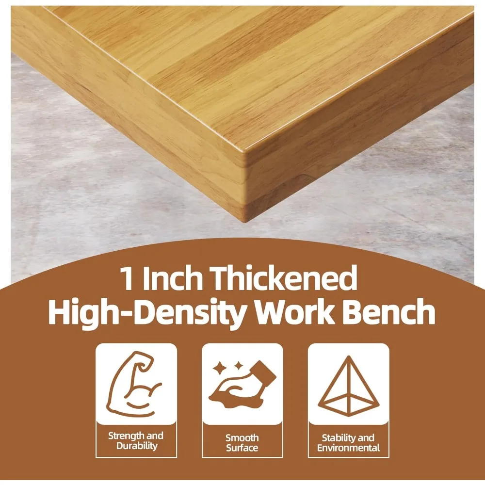 Adjustable Rolling Workbench Table with Wheels, Power Outlet, and Drawers for Large Load Capacity
