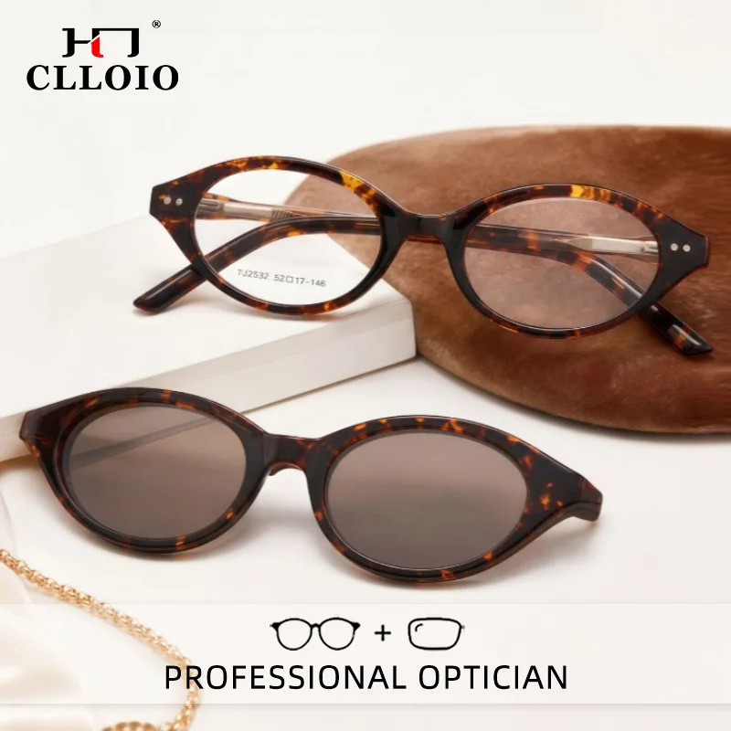 CLLOIO Currents Magnetic Clip On Anti Blue Light Reading Glasses Driving Polarized Myopia Glasses Custom Prescription Eyewear