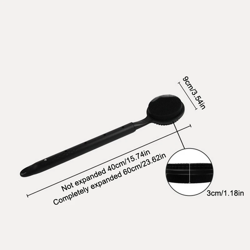 1pcs Silicone Back Scrubber For Shower Bath Body Brush With Telescopic Adjustable Long Handle Double Sided Shower Brush