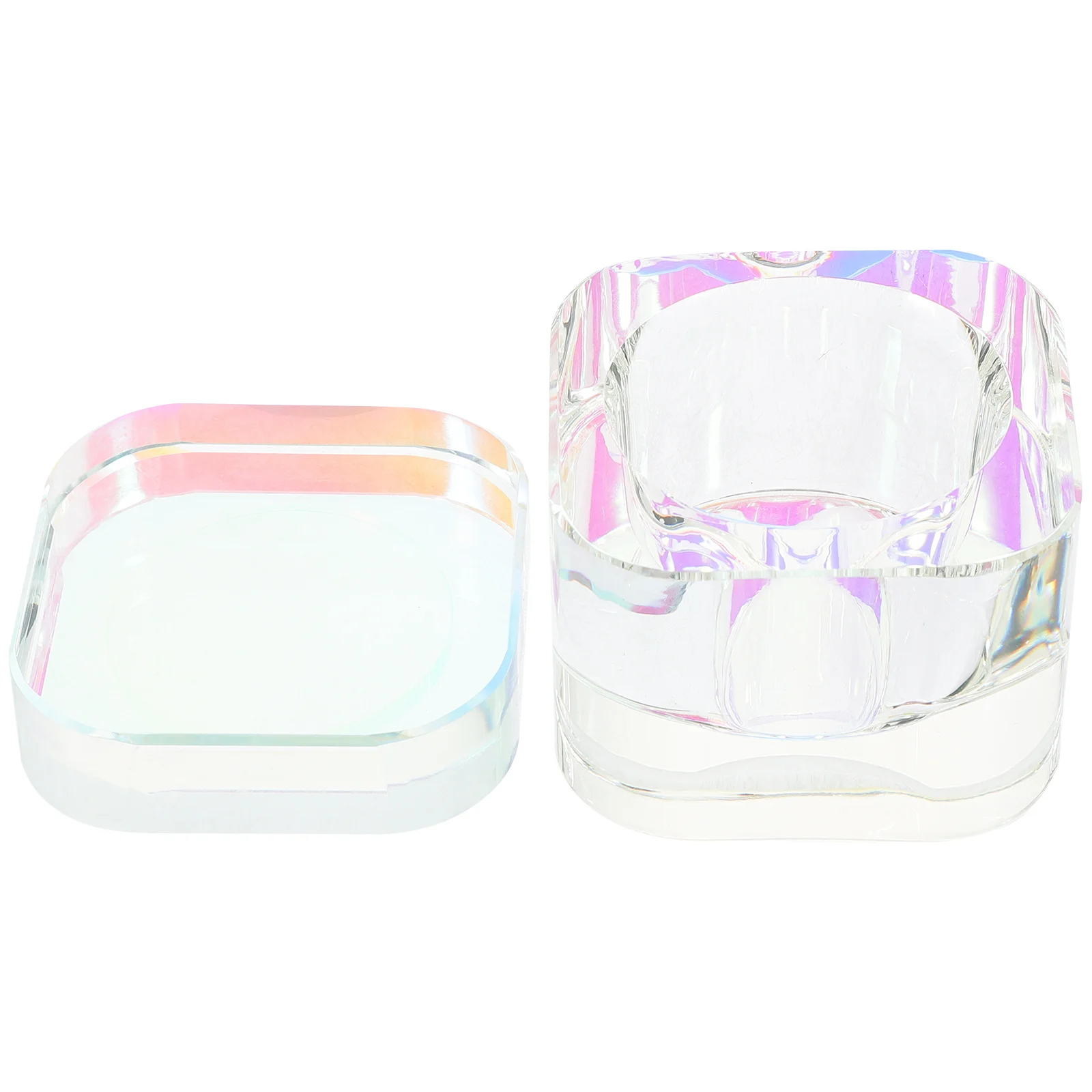 クリスタルガラスネイルディッシュカップ衝突防止マニキュアツールアクリルネイル用液体パウダーホルダー蓋付き