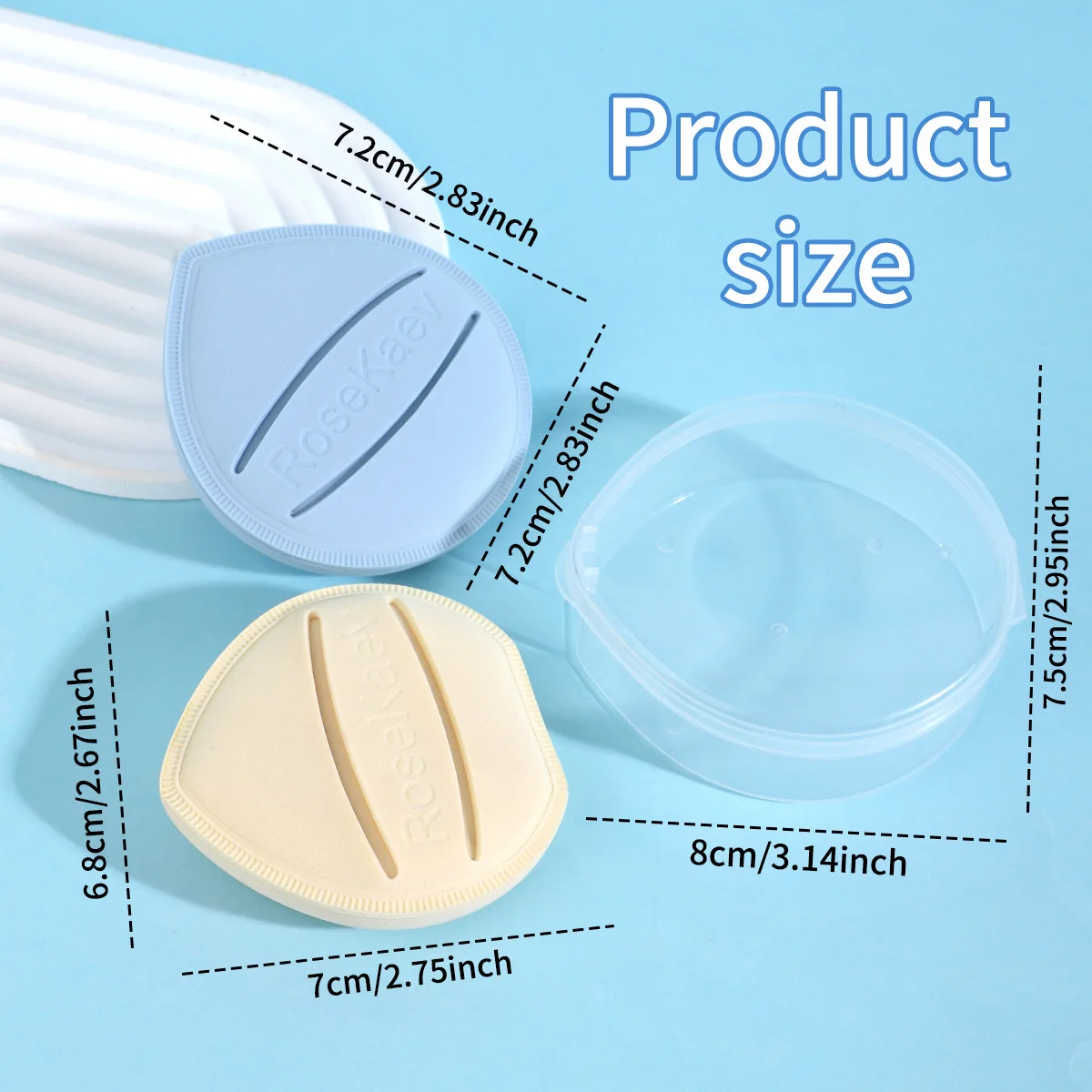 พัฟเบาะลมนุ่ม 3 ชิ้น แต่งหน้าพิเศษสำหรับรองพื้นชนิดน้ำ แต่งหน้าแบบใส ทั้งแบบเปียกและแบบแห้ง กล่องเก็บของเพื่อการจัดเก็บที่ง่ายดาย