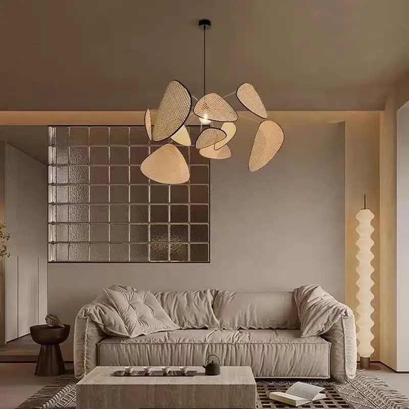 

Японские подвесные светильники в стиле дзен, рустикальные лампы из бамбука и ротанга для гостиной, столовой, ресторана, японский декор для дома, люстра