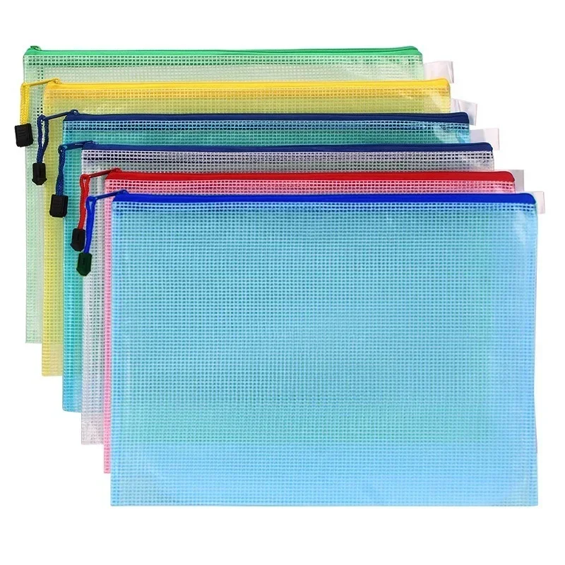 Man Transparent Waterproof Fiber Mesh File Folder Bag Document Pouch Office School Staff Stationery Book Case Bag Supplies