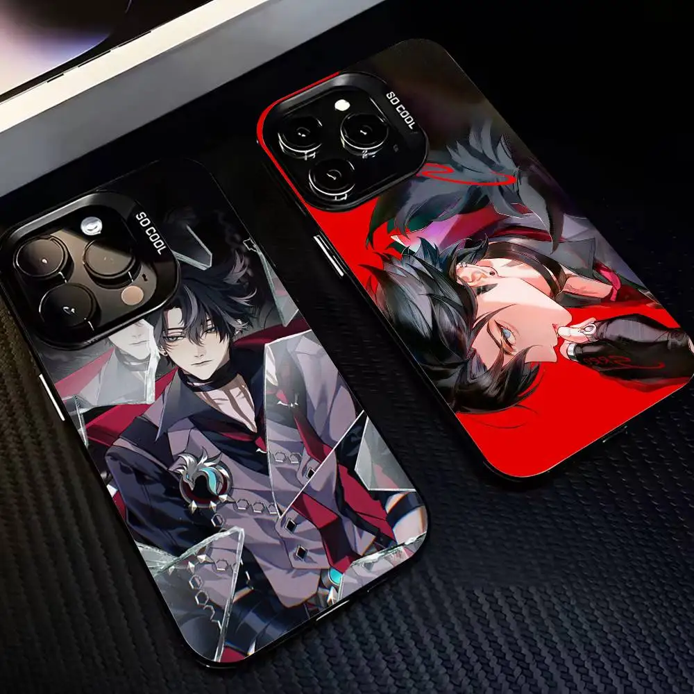 

G-Genshin Impact W-Wriothesley Phone Case For iPhone17,16,15,14,13,12,11,Pro,MAX Gray Matte Silicone Black Cover