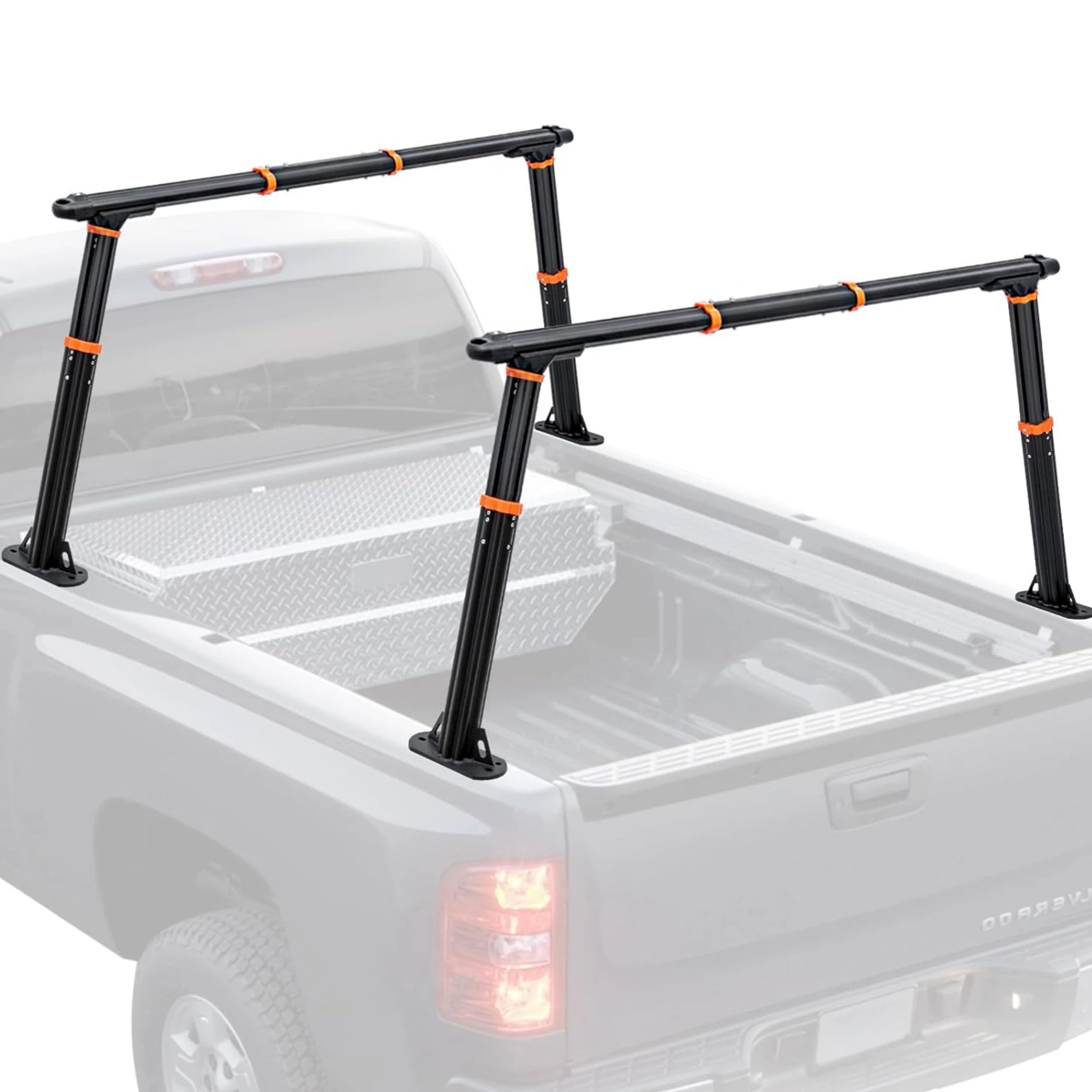 

2pcs 1000lbs Capacity Truck Framework Universal Truck Ladder Rack, Aluminum Ladder Rack for Pickup, Adjustable Truck Bed Rack