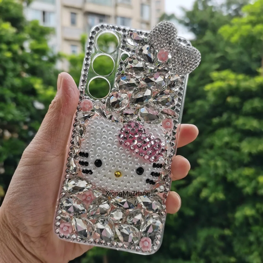 Hello Kitty Strass-Hülle für Samsung S25 S6 Ultra S24 Ultra S23 S22 Plus S21 FE S20 S10 Note 20 10 Hülle Diamant-Handycover – Detail 2