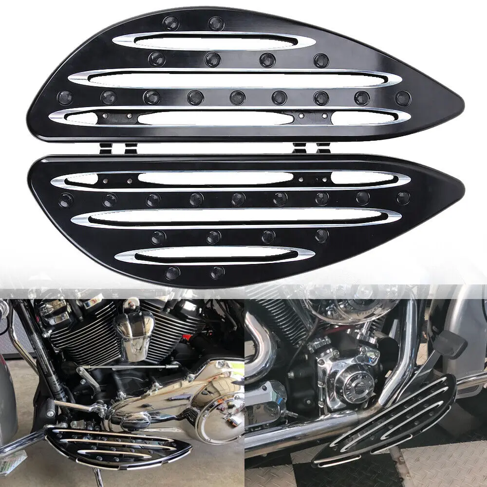 Motorcycle Black Driver Stretched Floorboards Footboard For Harley Touring Street Road Glide Softail Fat Boy Heritage Dyna FLHT