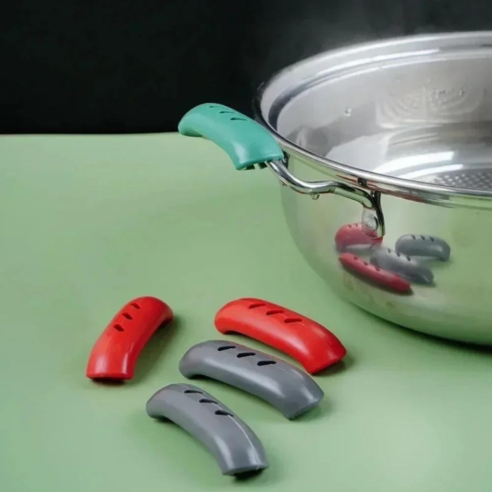 2Pcs Silicone Hot Handle Holder Anti-Scald Heat Resistant Pot Grip Cover Non-Slip Reusable Cookware Handle Sleeve Kitchen Tools