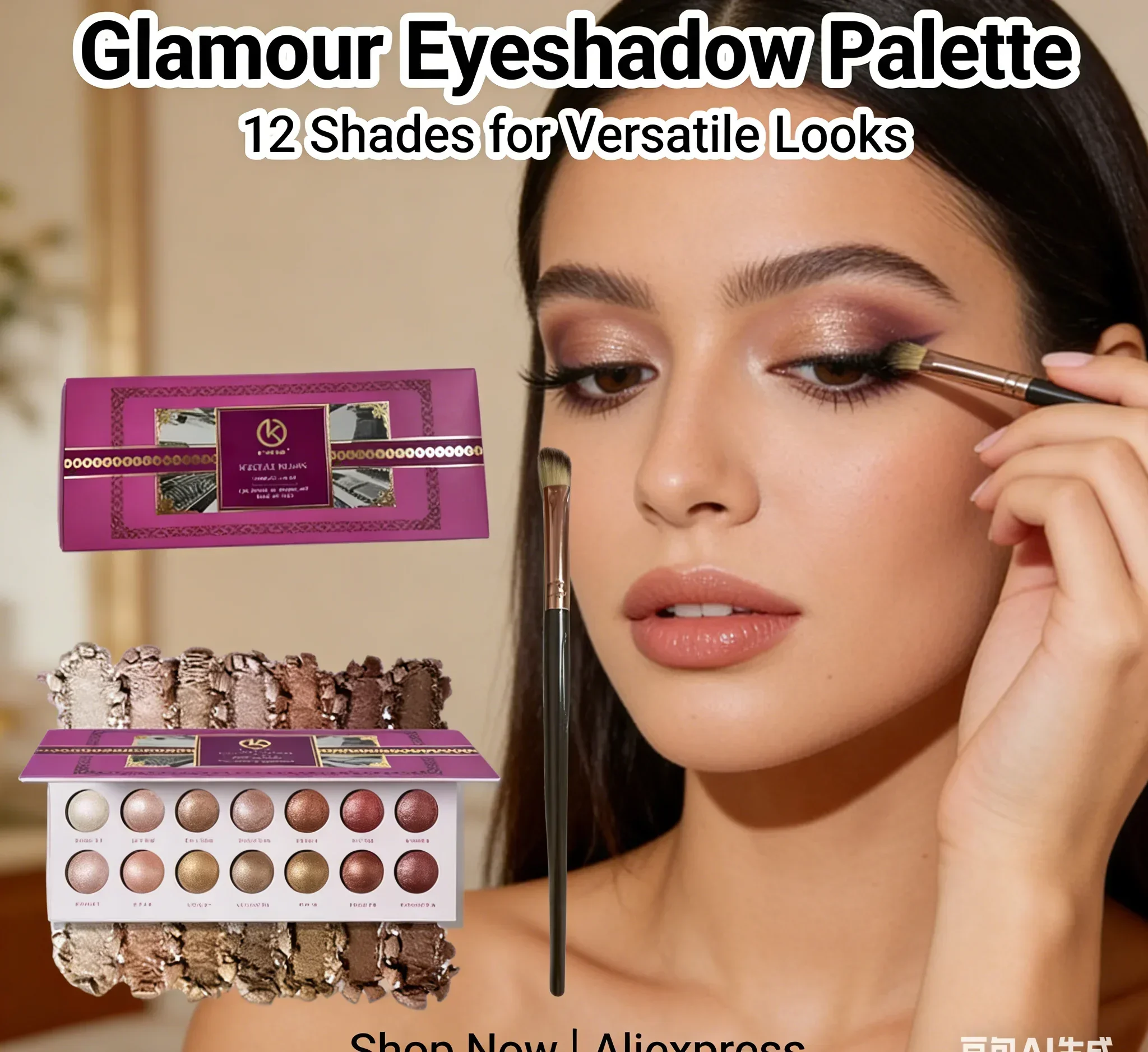 

14 Colors Ice Cream Eyeshadow Palette - Matte & Shimmer - Creamy Highly Pigmented Non-Fallout Long Lasting Makeup