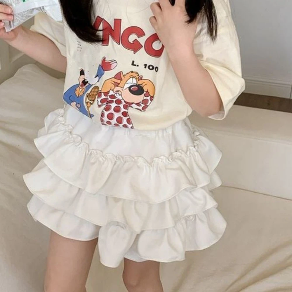 

Fashion Korean Style Girl's Half Body Skirt Sweet Summer Bow Flower Bud Skirt Cute Cake Skirts Children's Short Skirt Party