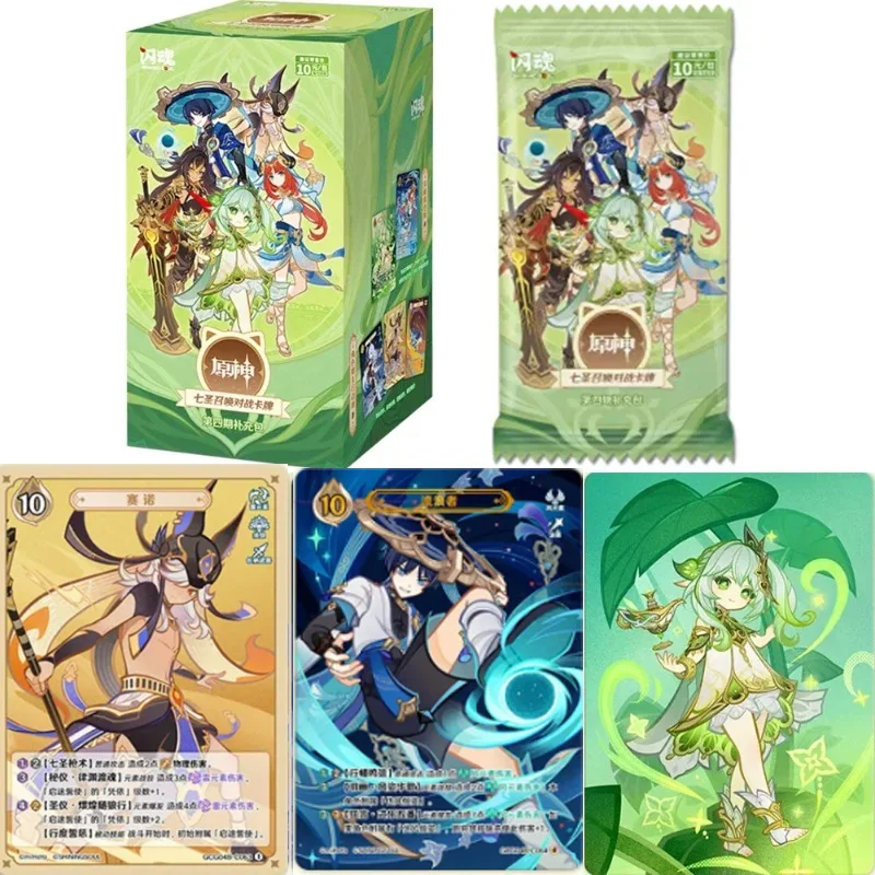 Оригинальный Genshin Impact Genius Invokation TCG, 4-й том, бустер-бокс, голографические фольгированные коллекционные карты, игра с персонажами «Призыв Семи Святых».
