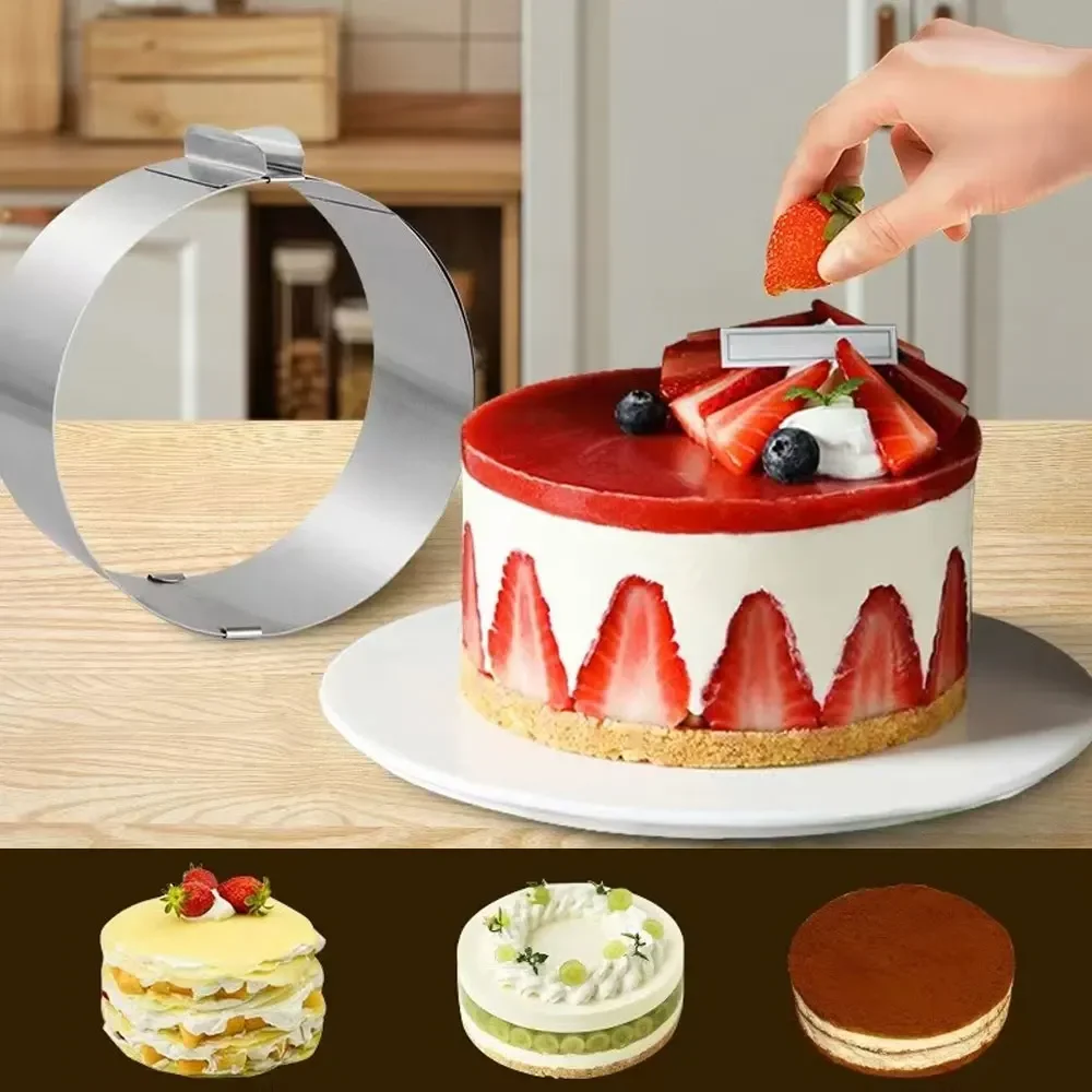 

1Pc Adjustable Mousse Ring 3D Round Cake Molds Stainless Steel Baking Moulds Kitchen Dessert Cake Decorating Tools