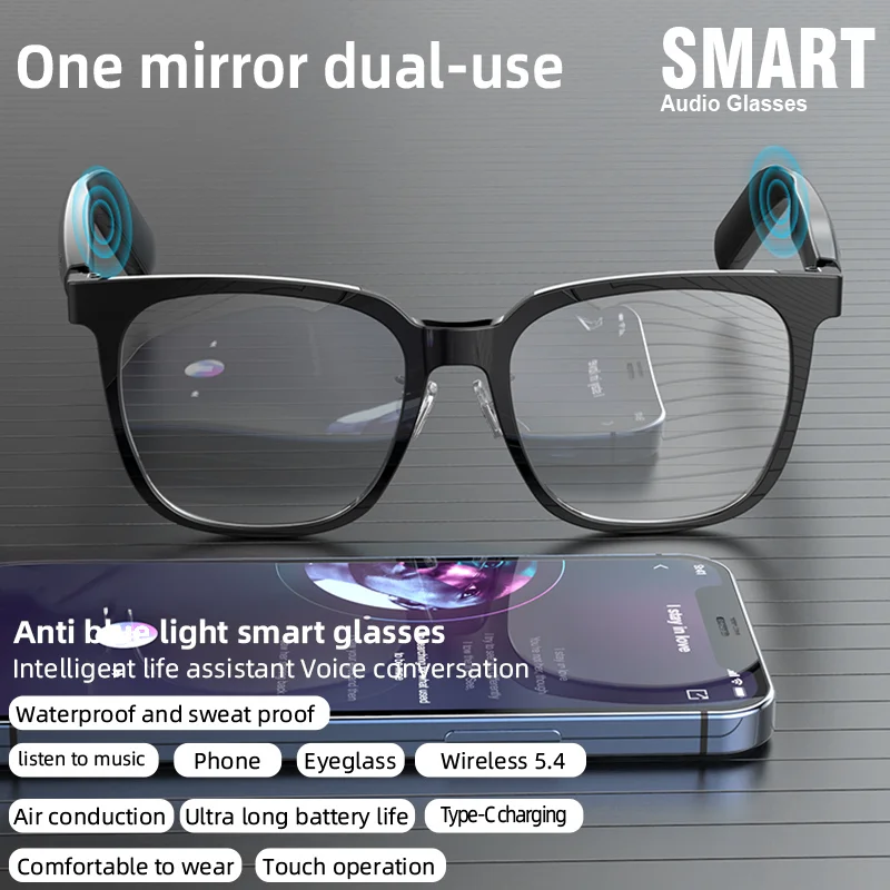 Airmars SG18 Pro نظارات شمسية ذكية بلوتوث 5.4 مع مشبك مغناطيسي على النظارات الشمسية HD مكالمات الموسيقى للرياضة القيادة بلوتو