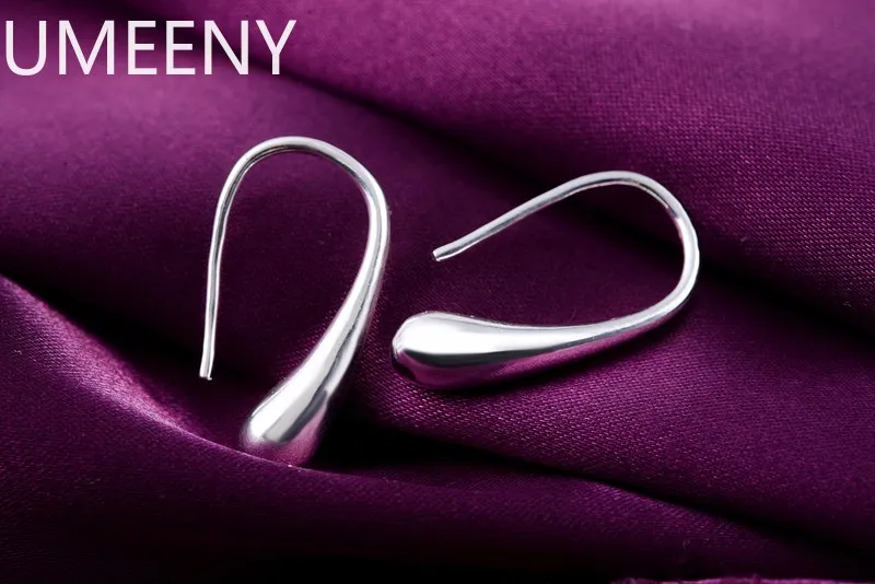

925 Sterling Silver Water Drop Pendants Hoop Earrings For Women Wedding Party Luxury Fashion Jewelry Christmas Gift