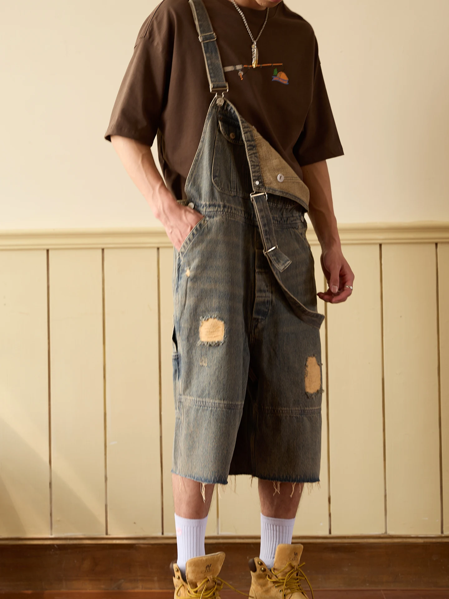 

Ретро-джинсы для мужчин: летние, модные, прямые, свободные, на бретелях, укороченные, парные комбинезоны, повседневные, из смесового хлопка и полиэстера