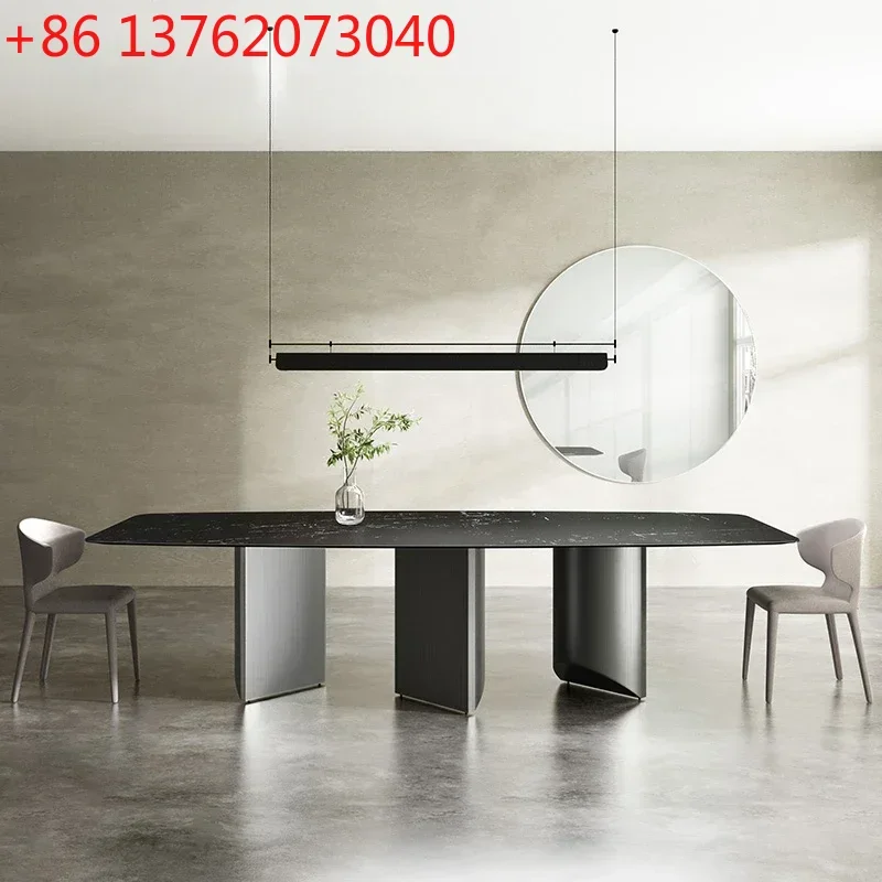 Dining Tables Rock Plate Stainless Steel Rectangle Light Luxury Tables Mesa Household Dining Plegable Kitchen Furniture