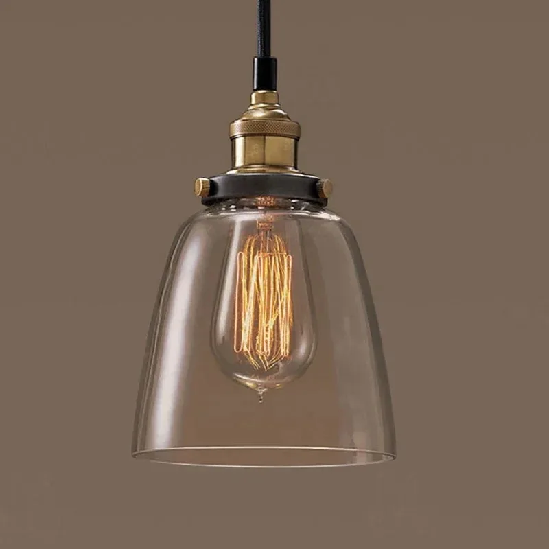 The Nordic  Loft  Modern Bedroom Pendant Lamp with Clear Gray Amber Vintage Pendant Lights Dining Glass Hanging  Light Fixtures