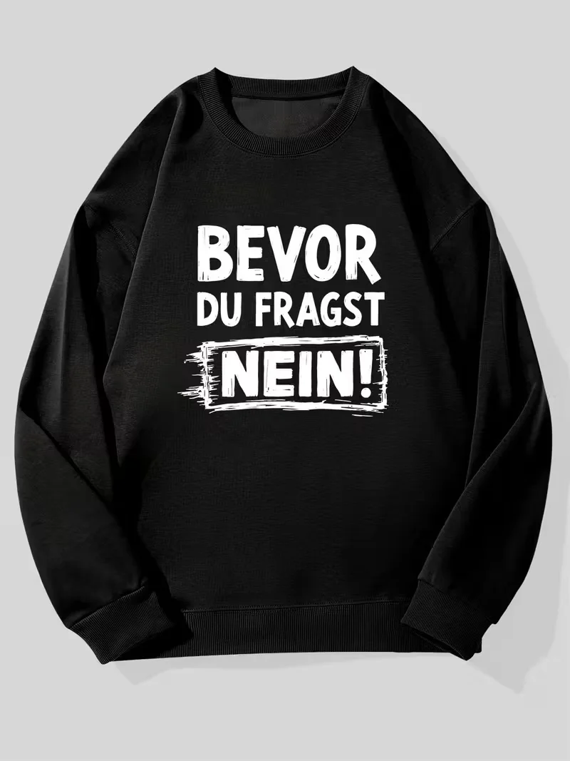 

Men's Round Neck Sweatshirt, Funny Graphic Print, Black Street Round Neck Hoodie for Everyday Casual Wear, Christmas Long Sleeve