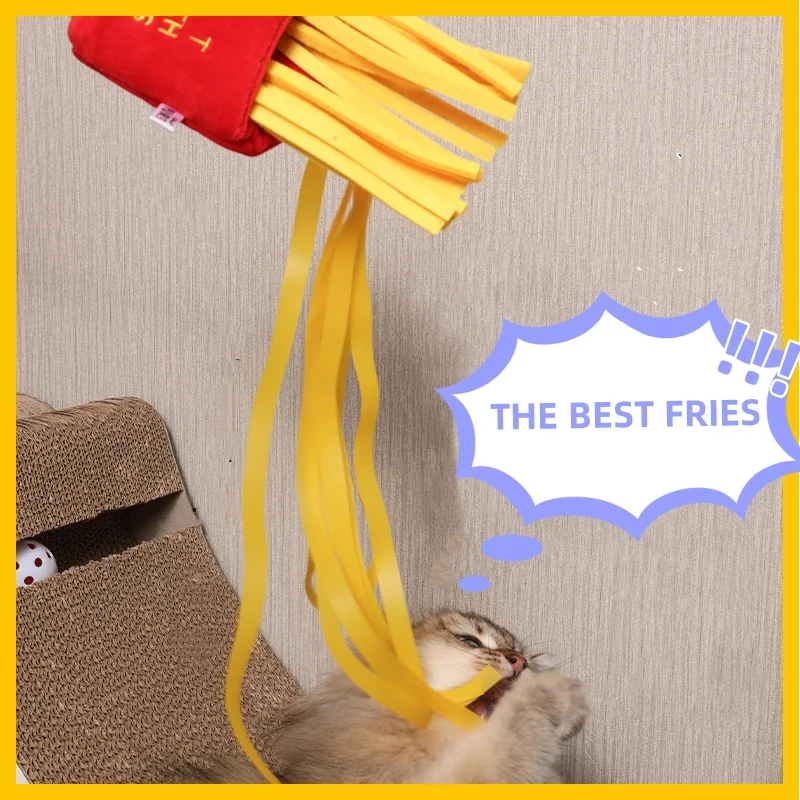 Chef Stick Cute Cat Teaser Toy Hot Pot French Fries Ramein Noodle Elastic Wand Stick Chef Gourmet Food Kitten Cute Noodle Play