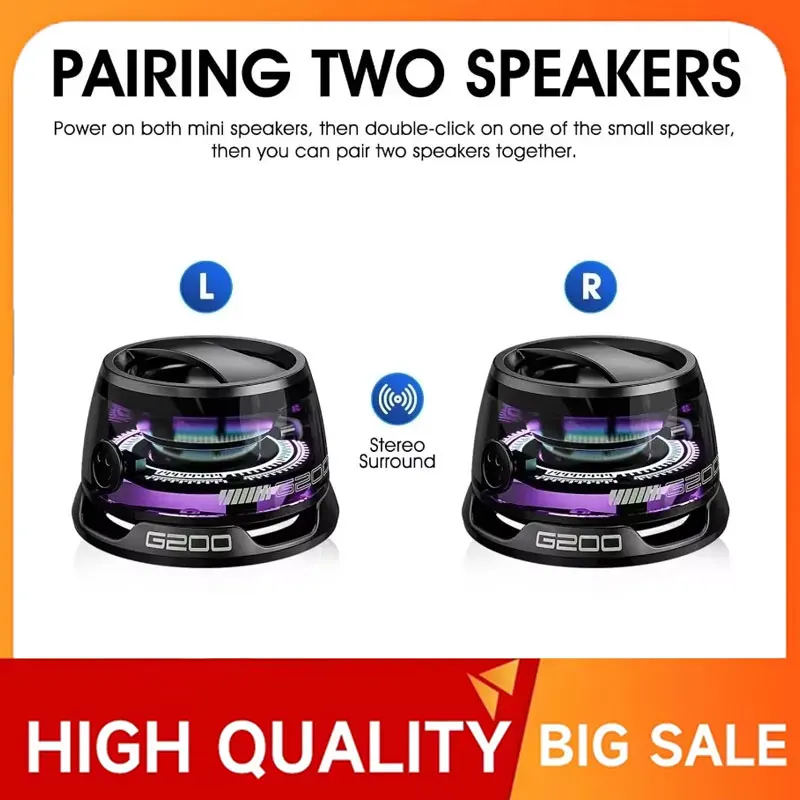 Portable Bluetooth Speaker HECATE G200 RGB Lighting Magnetic Speaker BT5.3 Mini Sound Box 7 Hours Playback Phone Holder