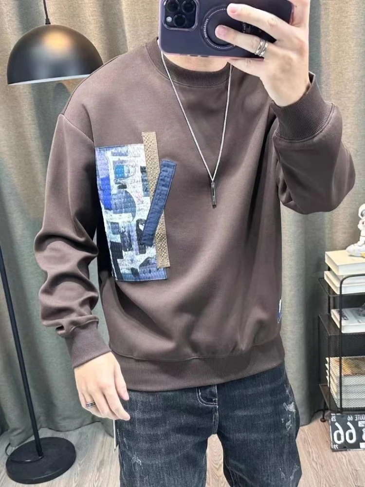 بلوزات ضيقة للرجال الخريف الشتاء بلايز الكورية نمط ألوان الباستيل عالية الجودة الجمالية قميص العرق الجرافيك رجل البلوز #4