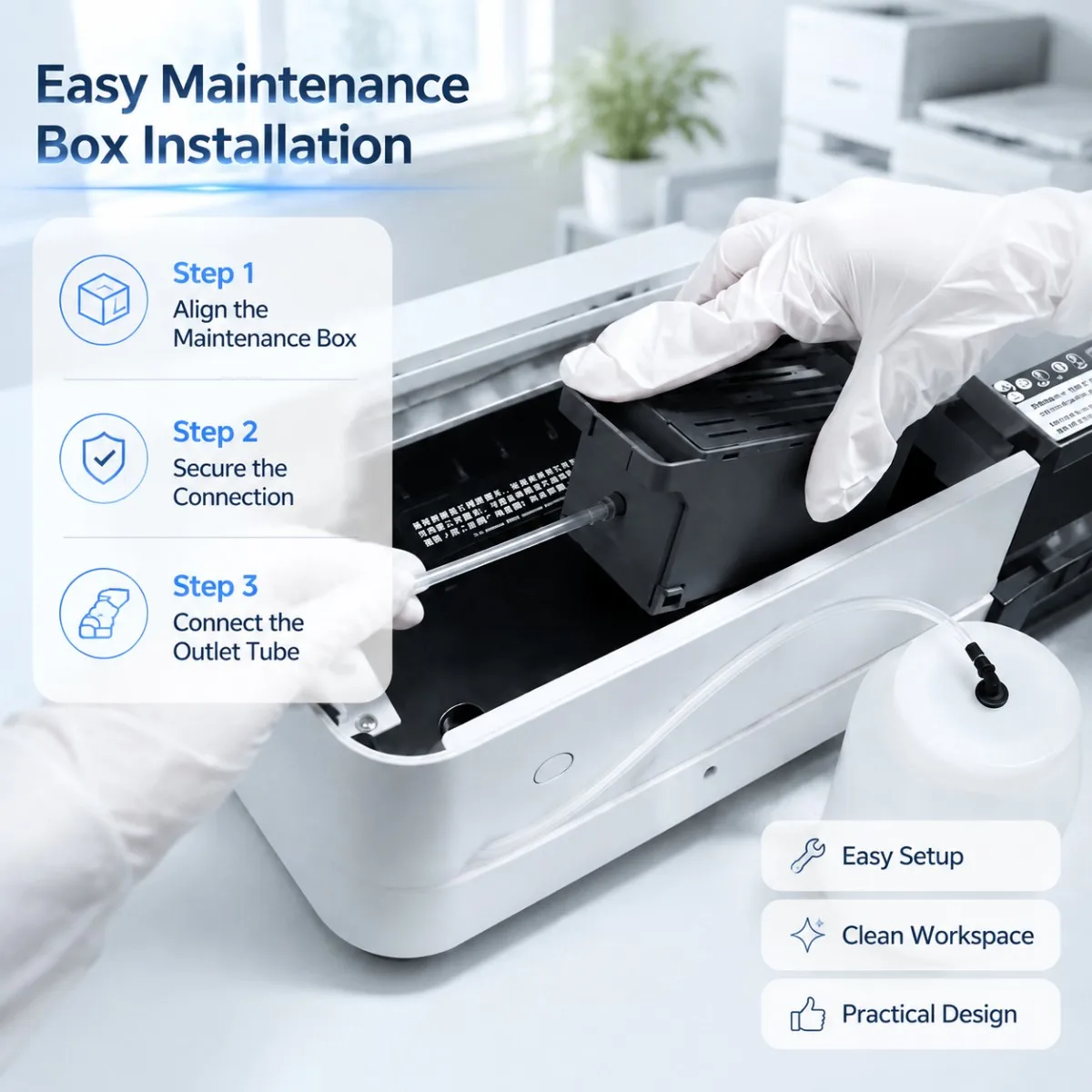 C9345 External Waste Ink System 500ml With Chip For Epson ET 8550 L18050 L8050 WF7310 WF7820 ET5880 L15150 ST C8000 Printer
