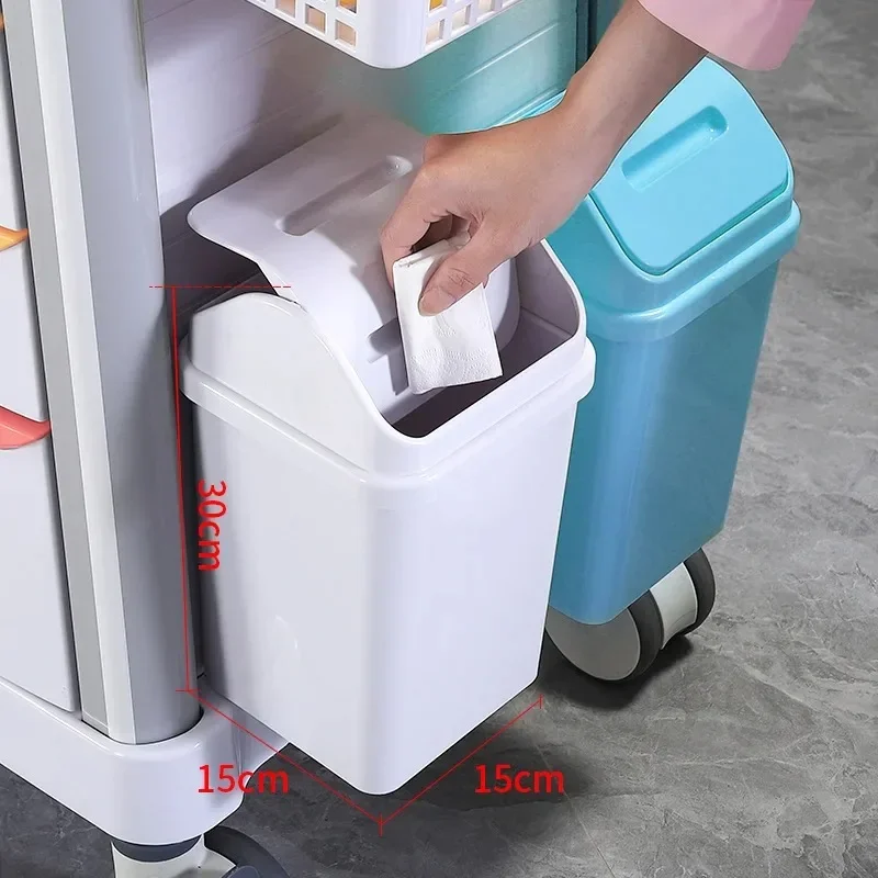 High Quality Hospital ABS Plastic Emergency Rescue Crash Cart More Drawers Medical Trolley With Lock