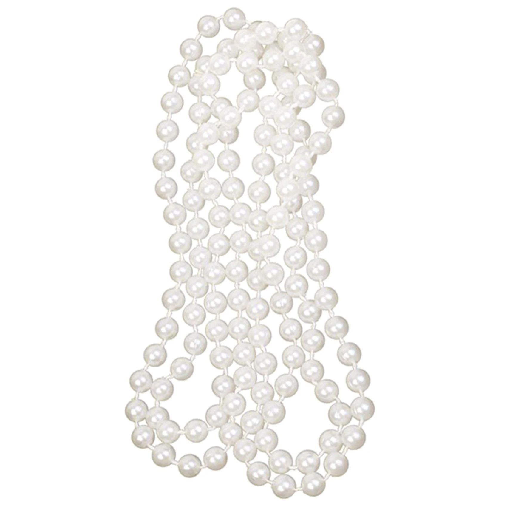 Long Artificial Pearl Necklace White Jewelry Accessory for Flapper Girl Costume 1920s