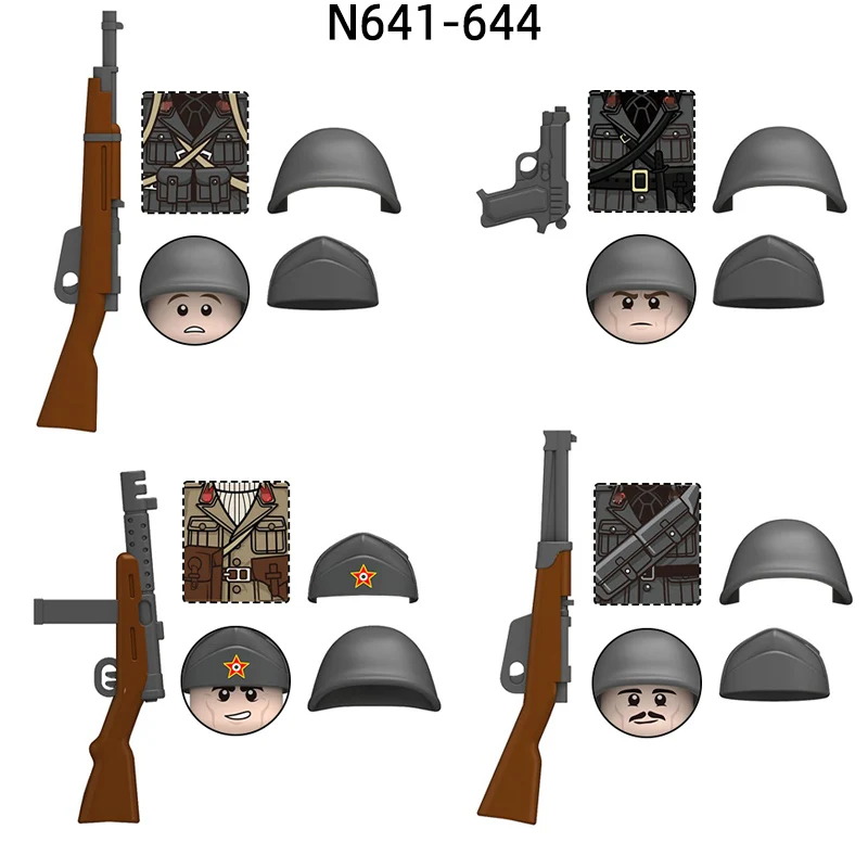 N641-N644 Итальянский карикано Беретта Гарибальди Бригада Солдат Модель Блоки MOC Набор кирпичей Подарки Игрушки
