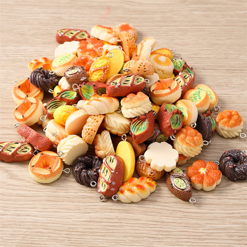 

10pcs Cute Mix Resin Food Breakfast Bread Charms Pendants for Jewelry Making Drop Earrings Necklaces Bracelets DIY Crafts Supply