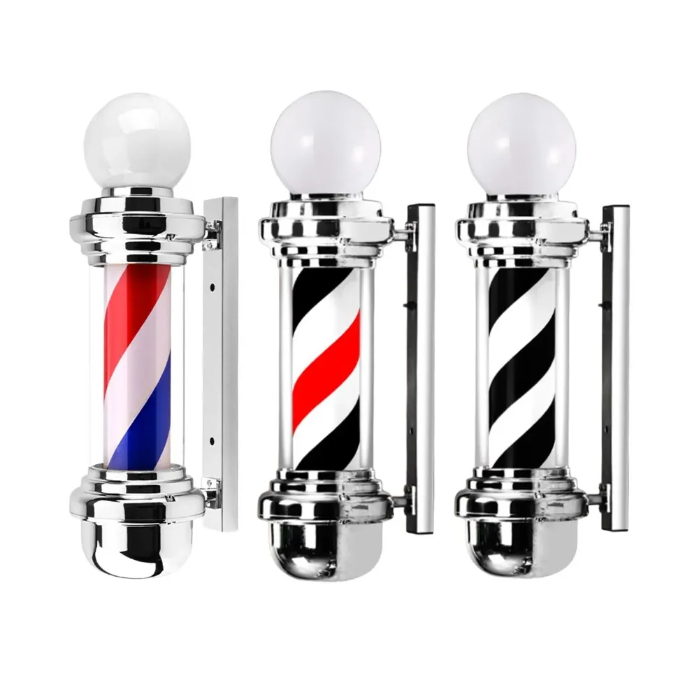 26.8 inch Barber Pole Light Easy Installation Sturdy Rotating Stripes Light Salon Sign for Indoor Hair Salon Outdoor Barbershop