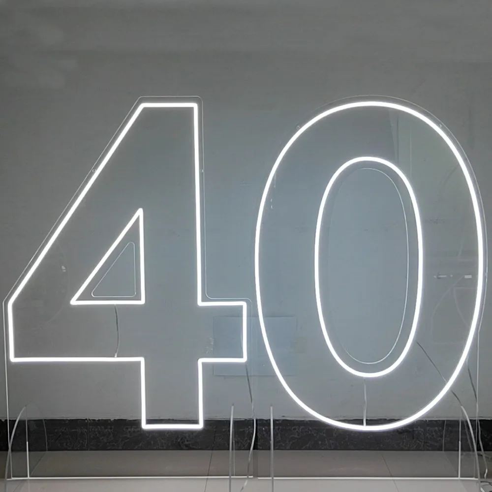 LED Neon Numbers 0-9 Big Size for Event Decorations 2ft/3ft/4ft Dimmable Customizable Sign with Stand Support Sea Shipping