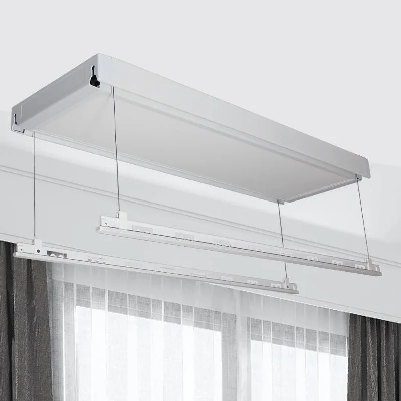 Electric invisible drying rack Double rod intelligent balcony Remote control folding lifting telescopic rod Embedded drying rack