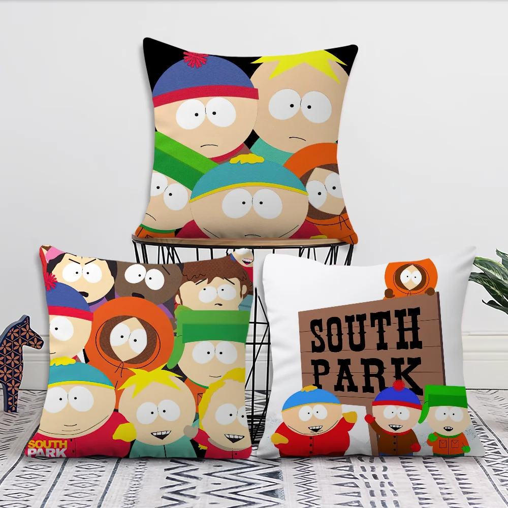 Cartoon S-South P-Park Pillow Case Living Room Accent Couch Back Support Square Lounge Restful Nap Companion ﻿